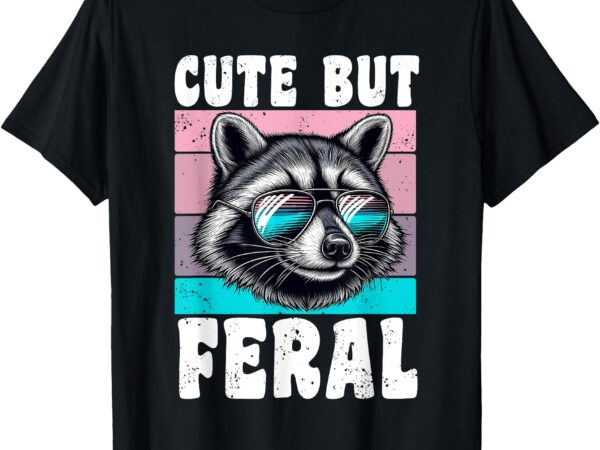 Cool raccoon with sunglasses cute but feral retro vintage t-shirt