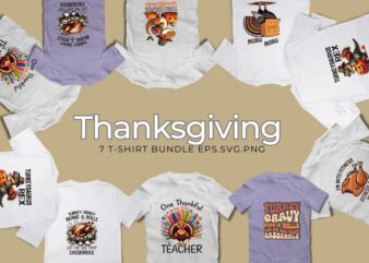 7 Thanksgiving T-Shirt design bundle vector