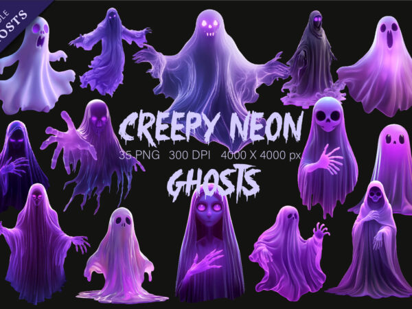 Creepy neon ghosts. halloween mascot. t shirt vector file