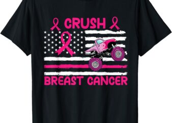 Crush Breast Cancer Awareness Monster Pink Monster Truck T-Shirt