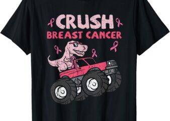 Crush Breast Cancer Awareness Monster Truck Pink Ribbon T-Shirt