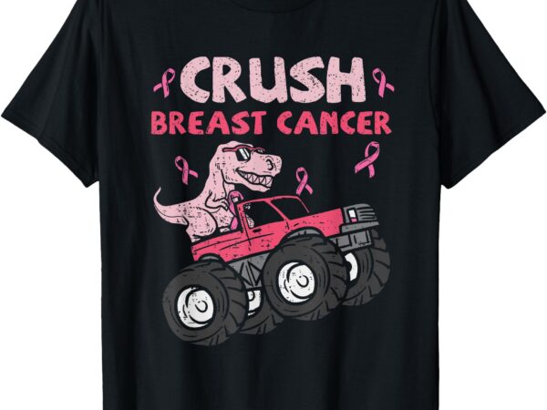 Crush breast cancer awareness monster truck pink ribbon t-shirt