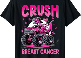 Crush Breast Cancer Awareness Monster Truck Toddler Boy Kids T-Shirt