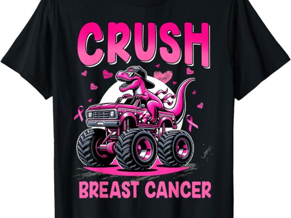 Crush breast cancer awareness monster truck toddler boy kids t-shirt