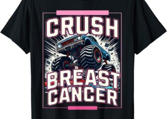 Crush Breast Cancer Awareness Monster Truck Toddler Boy Kids T-Shirt