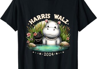 Cute Baby Hippo Harris Walz 2024 Kamala Harris Tim Waltz T-Shirt