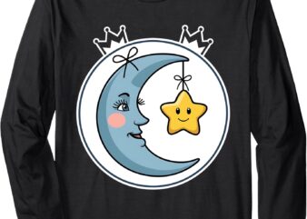 Cute Bedtime Bear Shirt Moon Star Long Sleeve T-Shirt