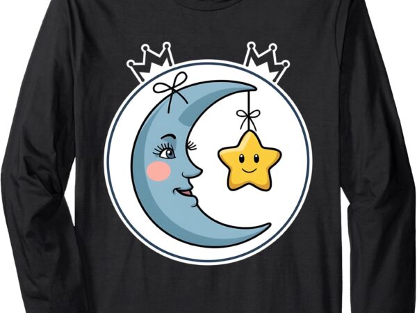 Cute bedtime bear shirt moon star long sleeve t-shirt