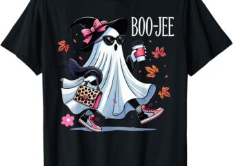 Cute Boo Jee Ghost Halloween Leopard Ghost Coffee Womens T-Shirt