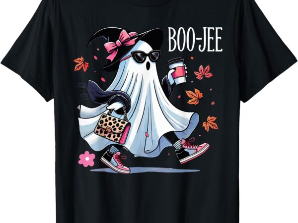 Cute boo jee ghost halloween leopard ghost coffee womens t-shirt