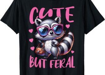 Cute But Feral Retro Raccoon Women Girls Kids Toddler T-Shirt