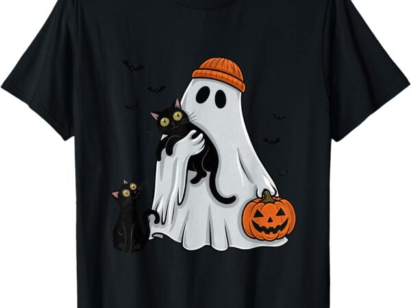 Cute cat ghost funny halloween women men kids funny spooky t-shirt