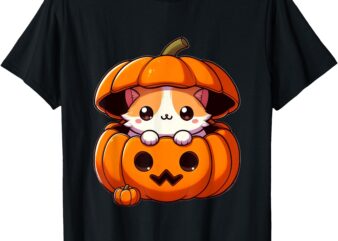 Cute Cat in a Pumpkin – Halloween T-Shirt