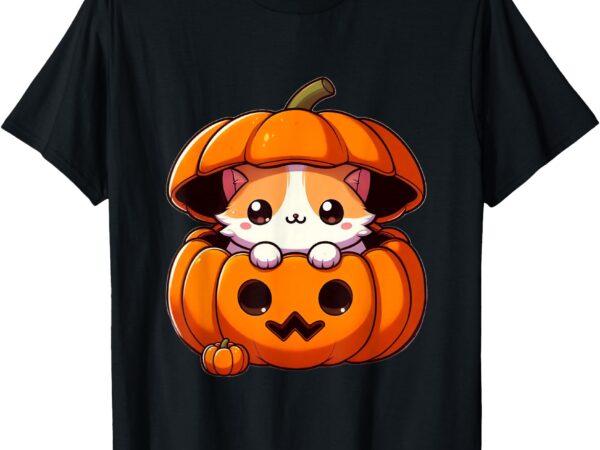 Cute cat in a pumpkin – halloween t-shirt