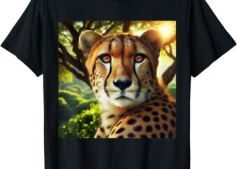 Cute Cheetah Cat Realistic Animals – Nature Cool Kitty Art T-Shirt