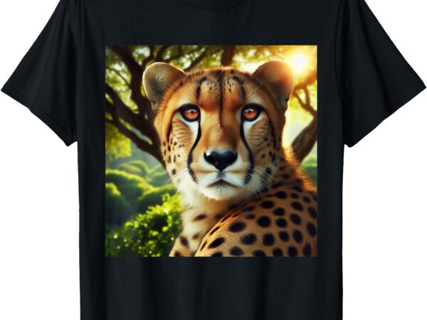 Cute cheetah cat realistic animals – nature cool kitty art t-shirt