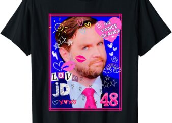 Cute Doodle Design Of JD Vance With Heart and Kisses Doodles T-Shirt