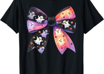 Cute Ghost Bow Coquette Halloween Spooky Season Womens Girls T-Shirt