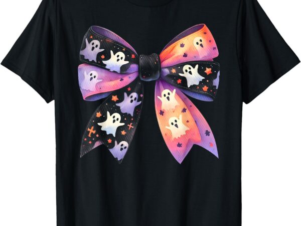 Cute ghost bow coquette halloween spooky season womens girls t-shirt