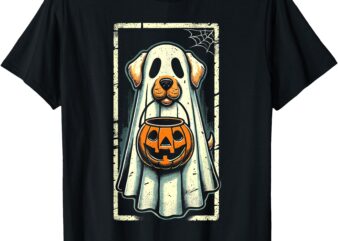 Cute Ghost Dog Men Women Kids Halloween Funny Ghost T-Shirt