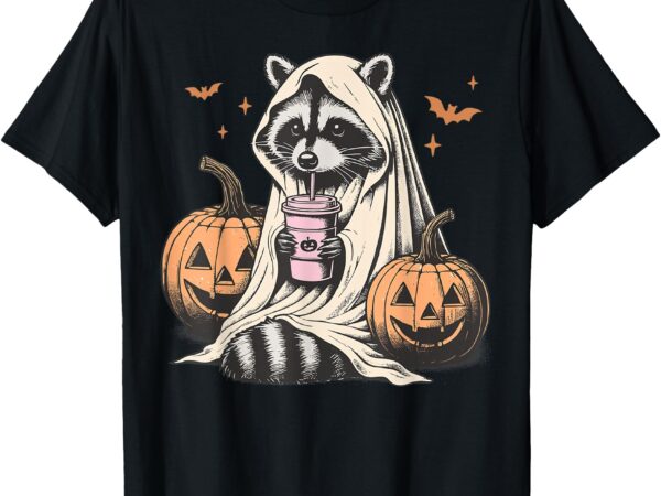 Cute ghost pumpkin halloween raccoon costume raccoon lovers t-shirt