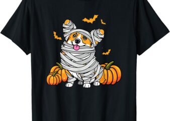 Cute Halloween Welsh Corgi Mummy Costume Dog Lover Pumpkin T-Shirt