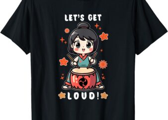 Cute Kawaii Taiko Drummer Women Girls Taiko Lovers Players T-Shirt