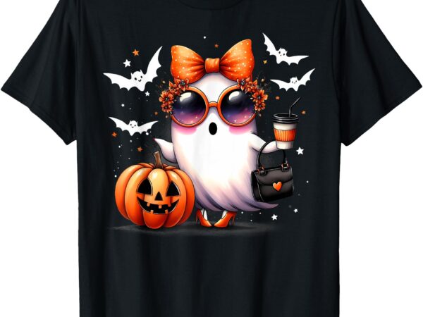 Cute spooky coffee ghost boujee boo-jee halloween costume t-shirt