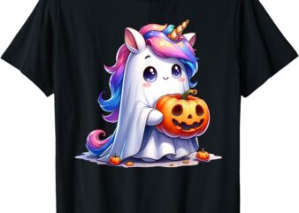 Cute Unicorn Ghost Trick or Treat Halloween Costume for Girl T-Shirt