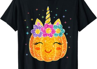 Cute Unicorn Pumpkin Halloween Costume for Girl Kids Toddler T-Shirt