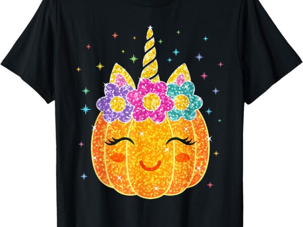 Cute unicorn pumpkin halloween costume for girl kids toddler t-shirt