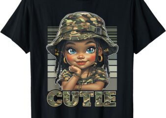 Cutie Loc’d Girl With Camo Hat Locs Black Girl Juneteenth T-Shirt