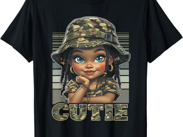 Cutie loc’d girl with camo hat locs black girl juneteenth t-shirt