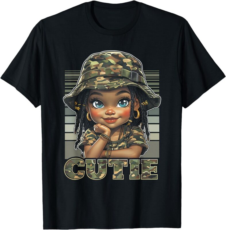 Cutie Loc’d Girl With Camo Hat Locs Black Girl Juneteenth T-Shirt