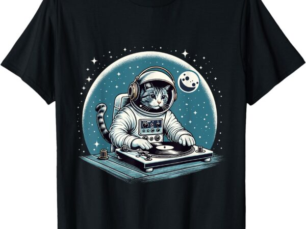 Dj space cat shirt disc jockey cat in astronaut suit costume t-shirt