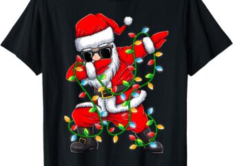 Dabbing Santa Xmas Lights Girls Boys Kids Christmas Gifts T-Shirt