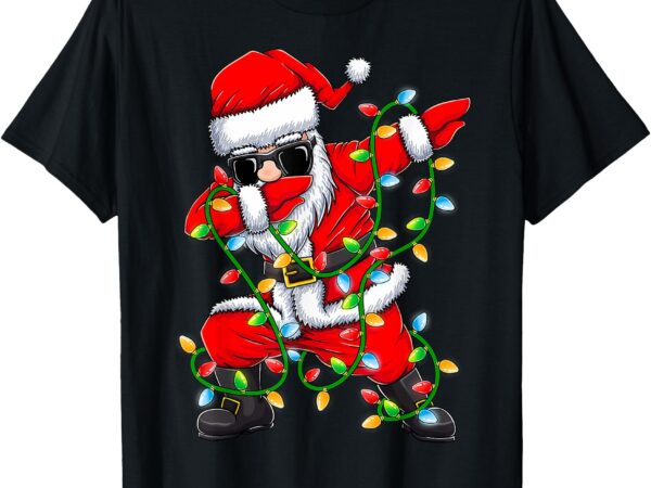 Dabbing santa xmas lights girls boys kids christmas gifts t-shirt