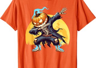 Dabbing Skeleton Headless Pumpkin Dab Dance Boys Halloween T-Shirt