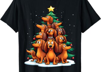 Dachshund Christmas Tree Funny Dog Holiday T-Shirt