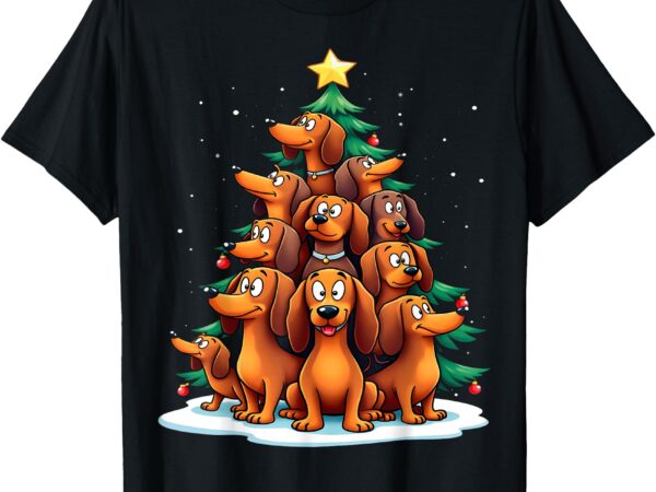 Dachshund christmas tree funny dog holiday t-shirt