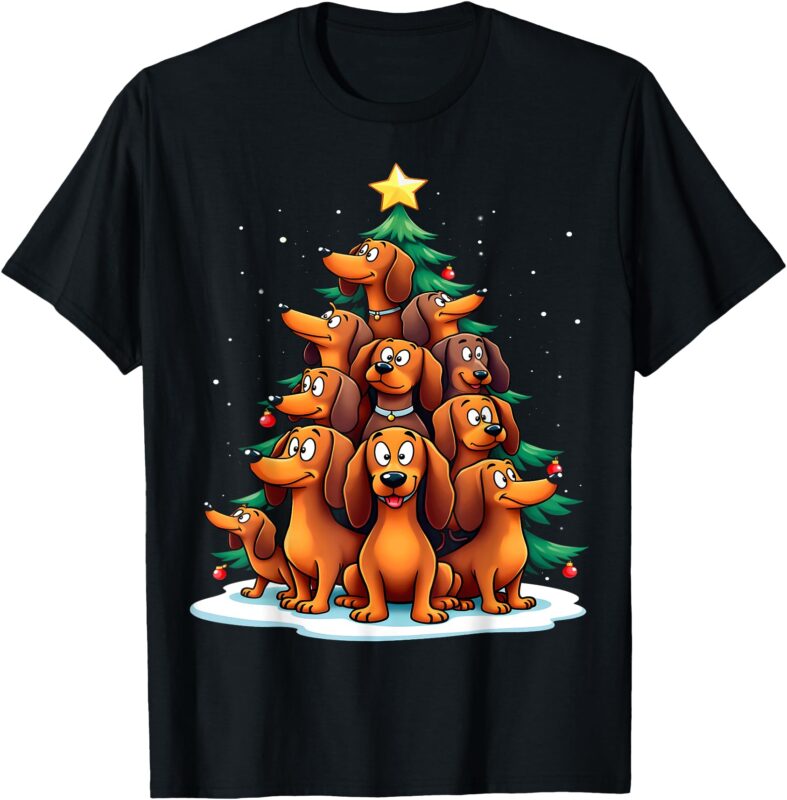 Dachshund Christmas Tree Funny Dog Holiday T-Shirt