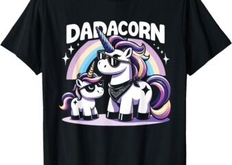 Dadacorn Unicorn Dad And Baby Best Father Papa Father’s Day T-Shirt