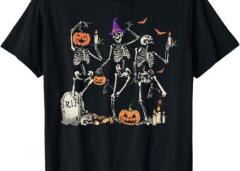 Dancing Skeleton Shirt for Women Men Happy Halloween Skull T-Shirt