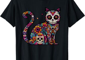 Day of Dead Cinco De Mayo Cat Sugar Skull Dia De Los Muertos T-Shirt