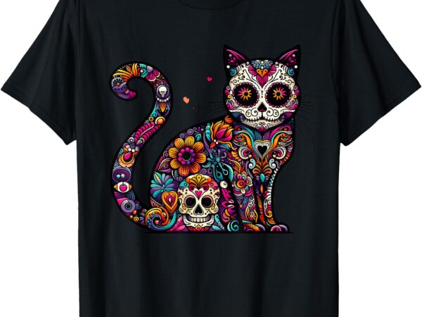 Day of dead cinco de mayo cat sugar skull dia de los muertos t-shirt