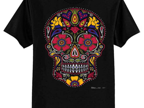 Day of the dead sugar skull dark essential t-shirt