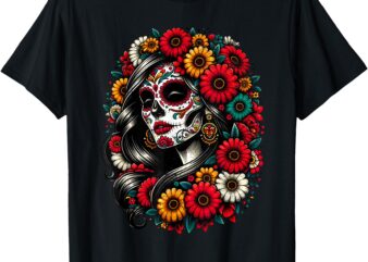 De Los Muertos La Catrina Day of the Dead Sugar Skull Women T-Shirt