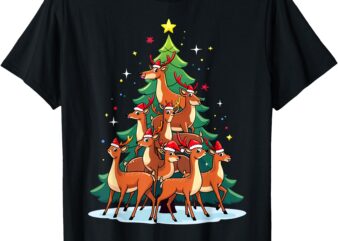 Deer Christmas Tree Funny Bambi Holiday Cute Deer T-Shirt