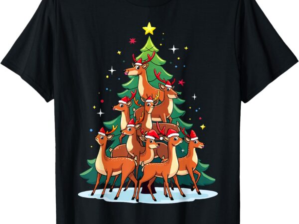 Deer christmas tree funny bambi holiday cute deer t-shirt