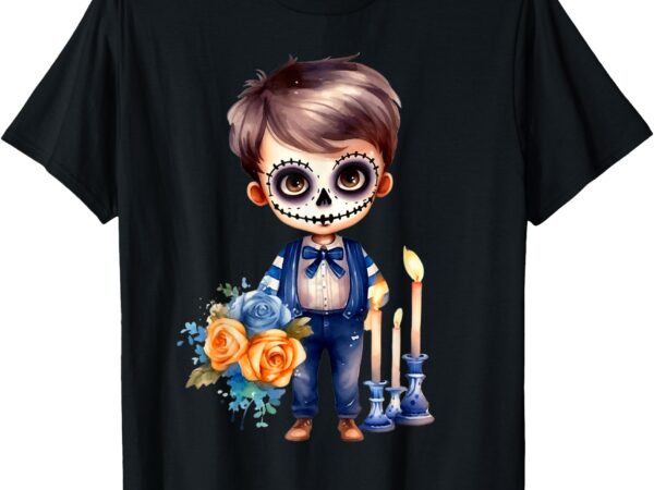 Dia de los muertos cute skeleton mexican boy kid sugar skull t-shirt